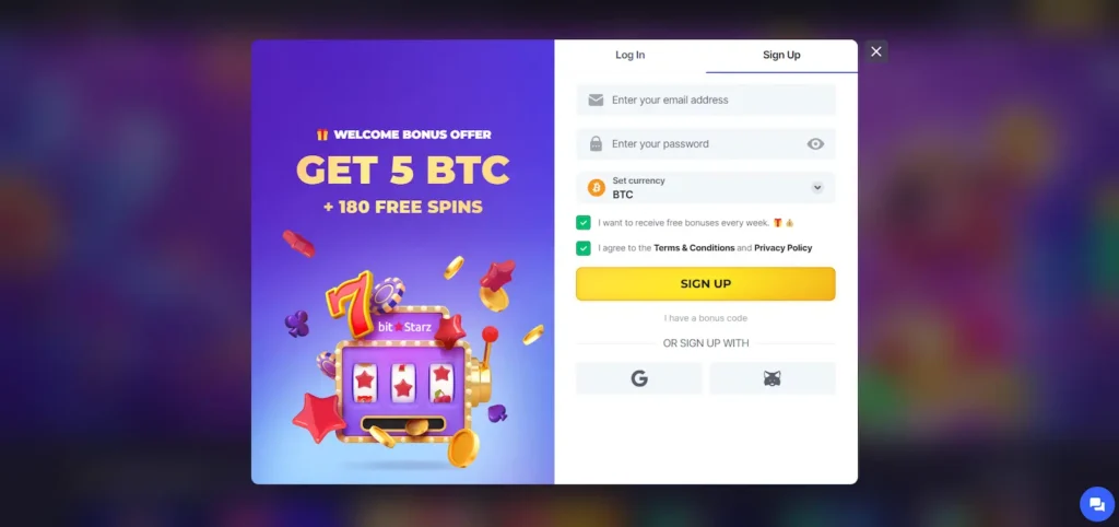 Sign Up with BitStarz