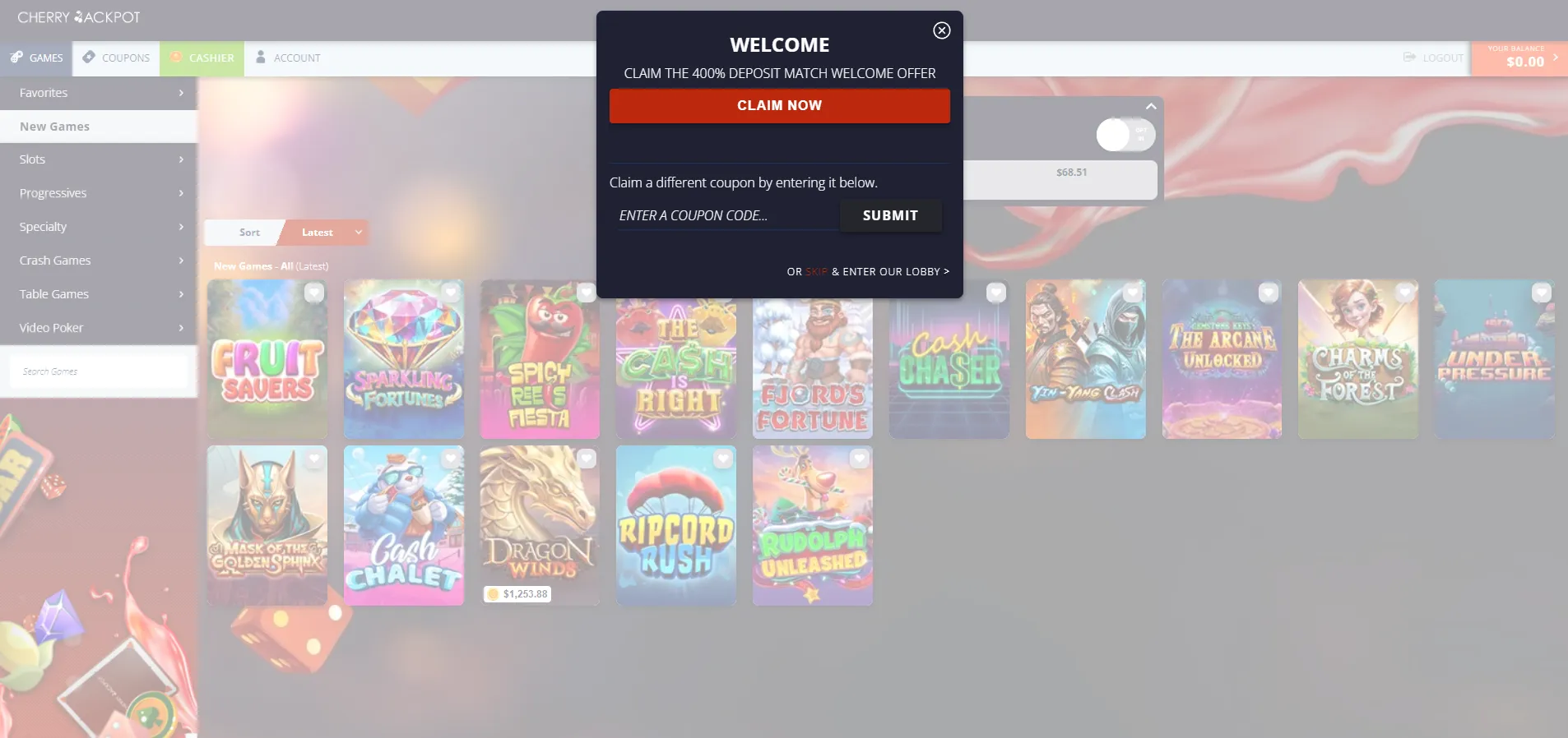 Claim Cherry Jackpot Bonus