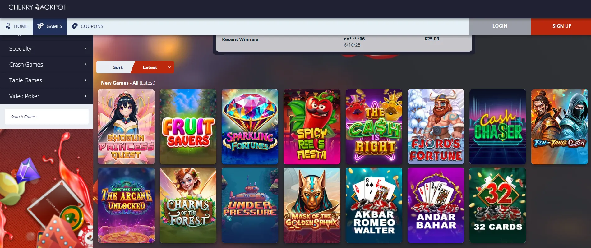 Play Games at Cherry Jackpot
