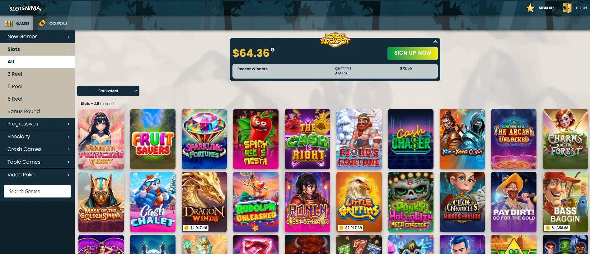 Start playing at Slots Ninja