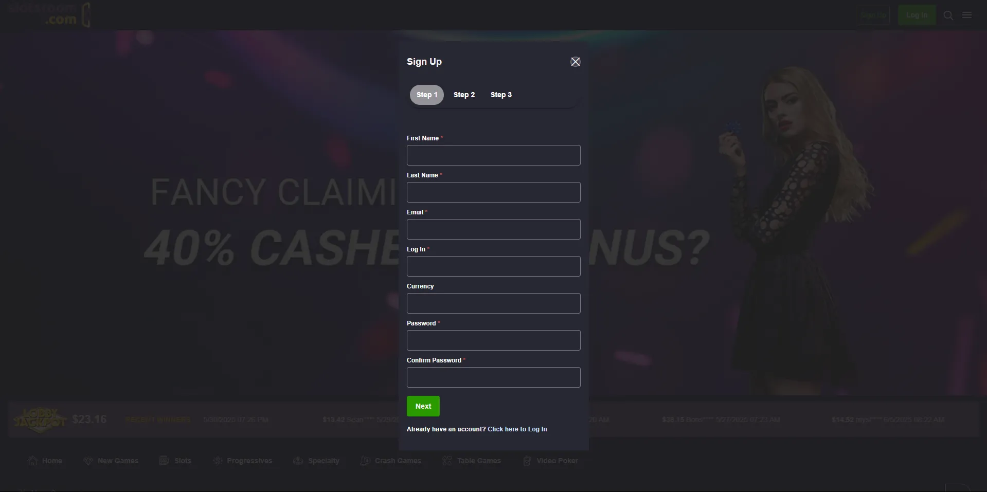 Personal Information at SlotsRoom