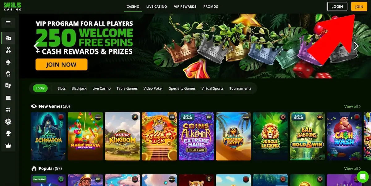 Sign up to Wild Casino Where to sign up at wildcasino.ag